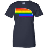 Nebraska Rainbow Flag LGBT Community Pride LGBT Shirts  G200L Gildan Ladies' 100% Cotton T-Shirt