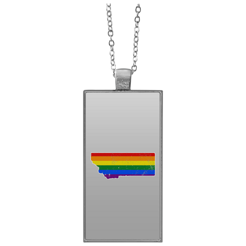 Montana Rainbow Flag LGBT Community Pride LGBT Shirts  UN4682 Rectangle Necklace