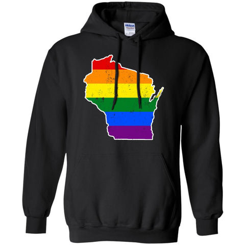 Wisconsin Rainbow Flag LGBT Community Pride LGBT Shirts  G185 Gildan Pullover Hoodie 8 oz.