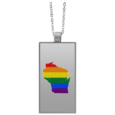 Wisconsin Rainbow Flag LGBT Community Pride LGBT Shirts  UN4682 Rectangle Necklace