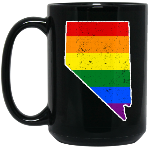Nevada Rainbow Flag LGBT Community Pride LGBT Shirts  BM15OZ 15 oz. Black Mug