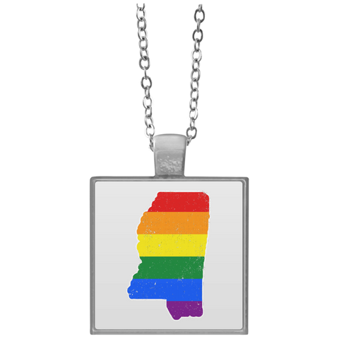 Mississippi Rainbow Flag LGBT Community Pride LGBT Shirts  UN4684 Square Necklace