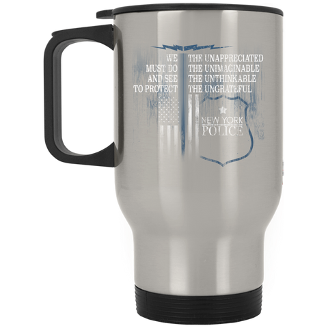 New York Police Police Support Law Enforcement Retired Police  XP8400S Silver Stainless Travel Mug