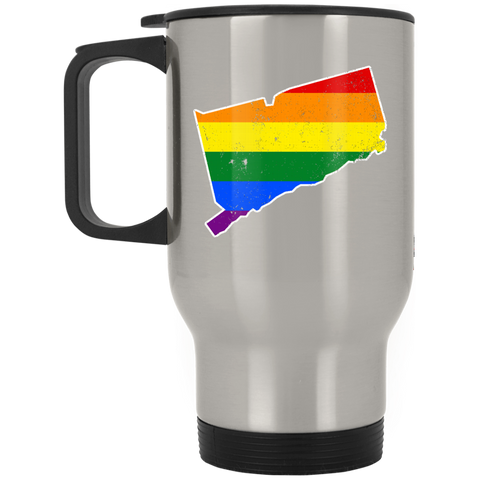 Connecticut Rainbow Flag LGBT Community Pride LGBT Shirts  XP8400S Silver Stainless Travel Mug