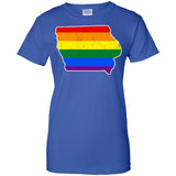 Iowa Rainbow Flag LGBT Community Pride LGBT Shirts  G200L Gildan Ladies' 100% Cotton T-Shirt