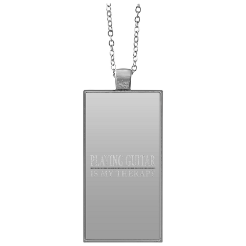 Playing Guitar My Therapy Guitar Player Shirt  UN4682 Rectangle Necklace