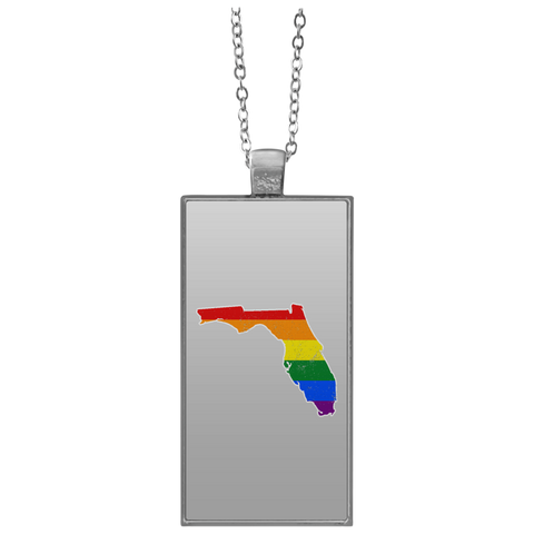 Florida Rainbow Flag LGBT Community Pride LGBT Shirts  UN4682 Rectangle Necklace