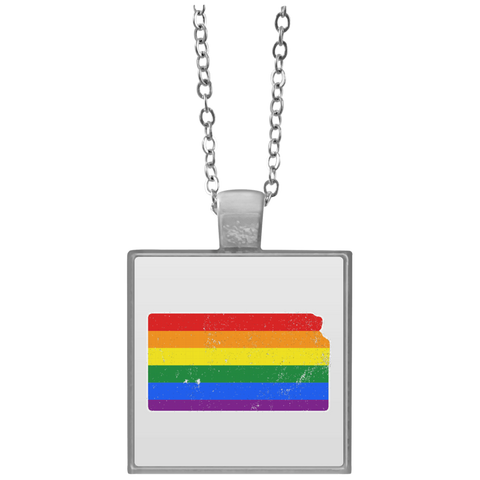 Kansas Rainbow Flag LGBT Community Pride LGBT Shirts  UN4684 Square Necklace
