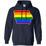 Iowa Rainbow Flag LGBT Community Pride LGBT Shirts  G185 Gildan Pullover Hoodie 8 oz.