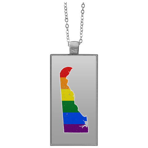Delaware Rainbow Flag LGBT Community Pride LGBT Shirts  UN4682 Rectangle Necklace