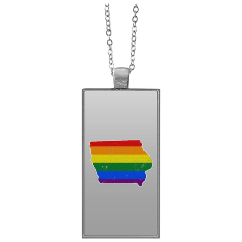 Iowa Rainbow Flag LGBT Community Pride LGBT Shirts  UN4682 Rectangle Necklace