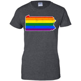 Pennsylvania Rainbow Flag LGBT Community Pride LGBT Shirts  G200L Gildan Ladies' 100% Cotton T-Shirt