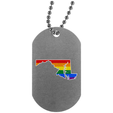 Maryland Rainbow Flag LGBT Community Pride LGBT Shirts  UN4004 Silver Dog Tag