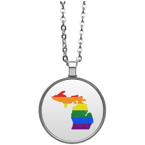 Michigan Rainbow Flag LGBT Community Pride LGBT Shirts  UN4686 Circle Necklace