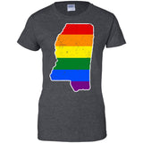 Mississippi Rainbow Flag LGBT Community Pride LGBT Shirts  G200L Gildan Ladies' 100% Cotton T-Shirt