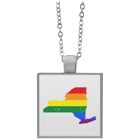 New York Rainbow Flag LGBT Community Pride LGBT Shirts  UN4684 Square Necklace