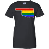 Oklahoma Rainbow Flag LGBT Community Pride LGBT Shirts  G200L Gildan Ladies' 100% Cotton T-Shirt
