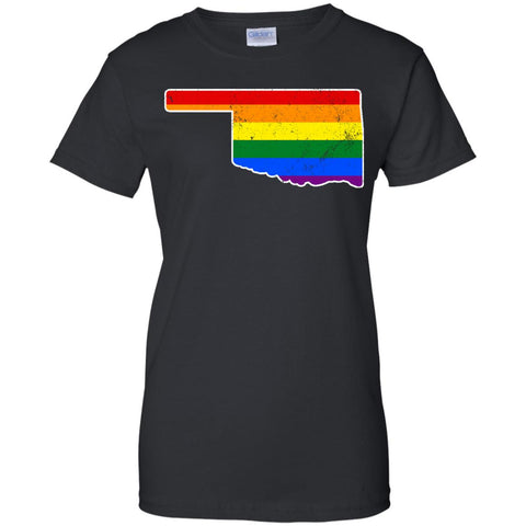 Oklahoma Rainbow Flag LGBT Community Pride LGBT Shirts  G200L Gildan Ladies' 100% Cotton T-Shirt