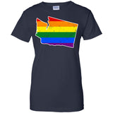 Washington Rainbow Flag LGBT Community Pride LGBT Shirts  G200L Gildan Ladies' 100% Cotton T-Shirt