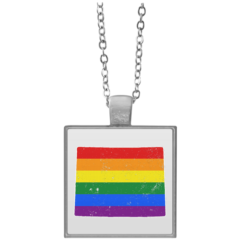 Wyoming Rainbow Flag LGBT Community Pride LGBT Shirts  UN4684 Square Necklace