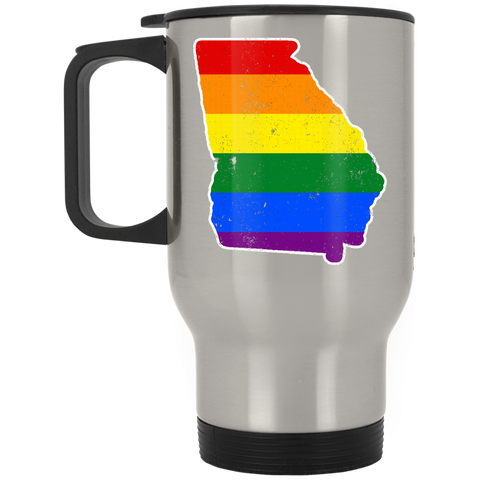 Georgia Rainbow Flag LGBT Community Pride LGBT Shirts  XP8400S Silver Stainless Travel Mug