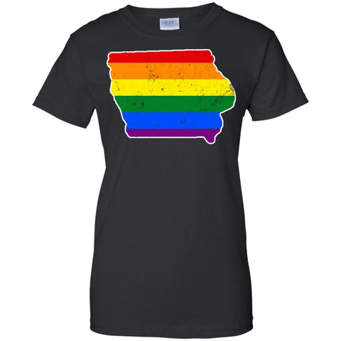 Iowa Rainbow Flag LGBT Community Pride LGBT Shirts  G200L Gildan Ladies' 100% Cotton T-Shirt