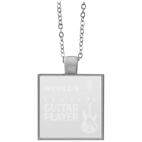 Worlds Okayest Guitar Player T Shirt Guitar Player Gift  UN4684 Square Necklace
