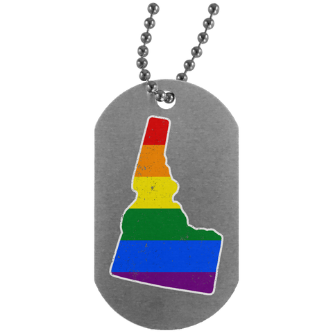 Idaho Rainbow Flag LGBT Community Pride LGBT Shirts  UN4004 Silver Dog Tag