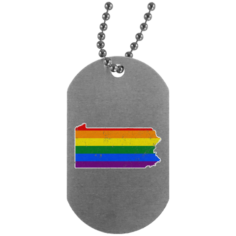 Pennsylvania Rainbow Flag LGBT Community Pride LGBT Shirts  UN4004 Silver Dog Tag