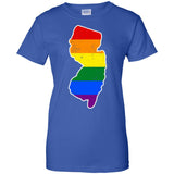 New Jersey Rainbow Flag LGBT Community Pride LGBT Shirts  G200L Gildan Ladies' 100% Cotton T-Shirt