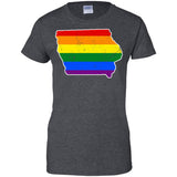 Iowa Rainbow Flag LGBT Community Pride LGBT Shirts  G200L Gildan Ladies' 100% Cotton T-Shirt