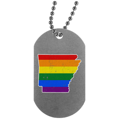 Arkansas Rainbow Flag LGBT Community Pride LGBT Shirts  UN4004 Silver Dog Tag