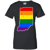 Indiana Rainbow Flag LGBT Community Pride LGBT Shirts  G200L Gildan Ladies' 100% Cotton T-Shirt