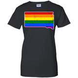 South Dakota Rainbow Flag LGBT Community Pride LGBT Shirts  G200L Gildan Ladies' 100% Cotton T-Shirt