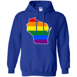 Wisconsin Rainbow Flag LGBT Community Pride LGBT Shirts  G185 Gildan Pullover Hoodie 8 oz.