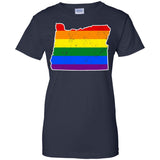 Oregon Rainbow Flag LGBT Community Pride LGBT Shirts  G200L Gildan Ladies' 100% Cotton T-Shirt