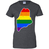 Maine Rainbow Flag LGBT Community Pride LGBT Shirts  G200L Gildan Ladies' 100% Cotton T-Shirt