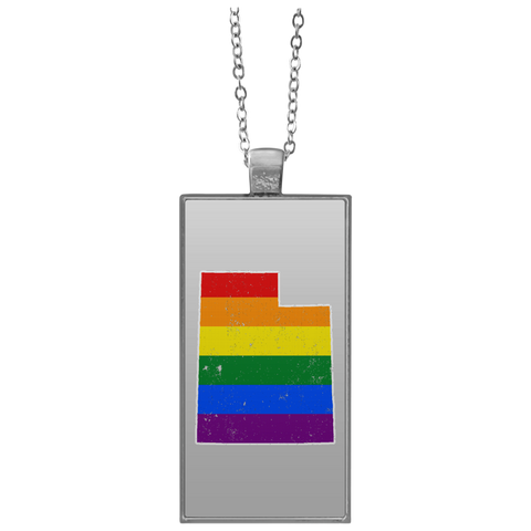 Utah Rainbow Flag LGBT Community Pride LGBT Shirts  UN4682 Rectangle Necklace