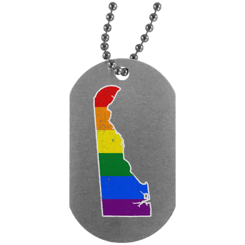 Delaware Rainbow Flag LGBT Community Pride LGBT Shirts  UN4004 Silver Dog Tag