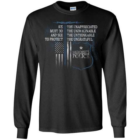 Massachusetts Police Shirt Police Retirement Gifts Police Prayer  G240 Gildan LS Ultra Cotton T-Shirt