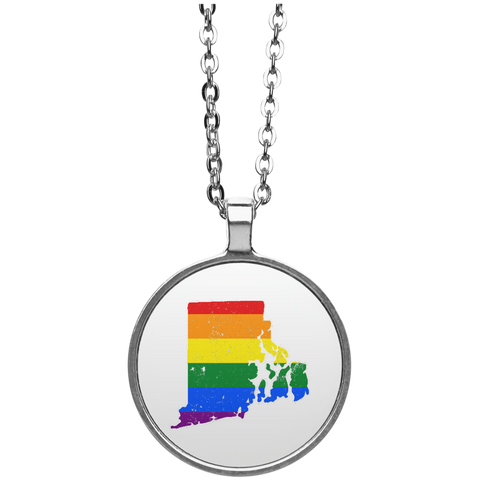 Rhode Island Rainbow Flag LGBT Community Pride LGBT Shirts  UN4686 Circle Necklace