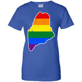 Maine Rainbow Flag LGBT Community Pride LGBT Shirts  G200L Gildan Ladies' 100% Cotton T-Shirt