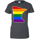 Minnesota Rainbow Flag LGBT Community Pride LGBT Shirts  G200L Gildan Ladies' 100% Cotton T-Shirt