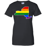 New York Rainbow Flag LGBT Community Pride LGBT Shirts  G200L Gildan Ladies' 100% Cotton T-Shirt