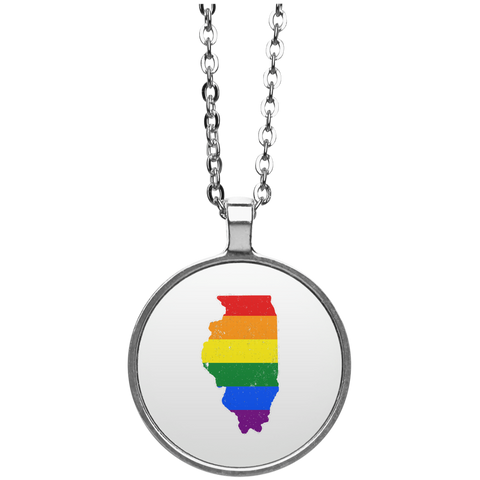 Illinois Rainbow Flag LGBT Community Pride LGBT Shirts  UN4686 Circle Necklace