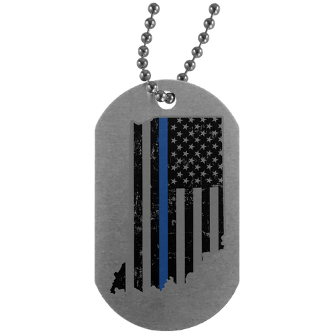 Indiana State Police Shirt Thin Blue Line Flag Shirt  UN4004 Silver Dog Tag