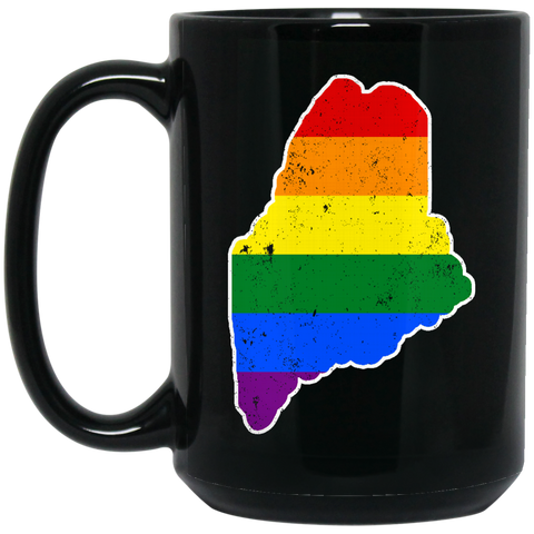 Maine Rainbow Flag LGBT Community Pride LGBT Shirts  BM15OZ 15 oz. Black Mug