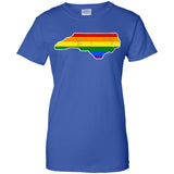North Carolina Rainbow Flag LGBT Community Pride LGBT Shirt  G200L Gildan Ladies' 100% Cotton T-Shirt