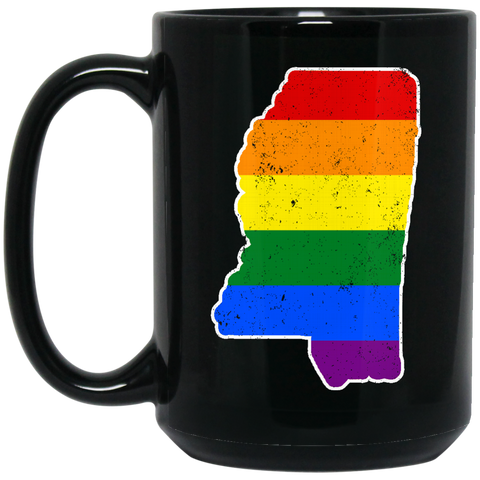Mississippi Rainbow Flag LGBT Community Pride LGBT Shirts  BM15OZ 15 oz. Black Mug