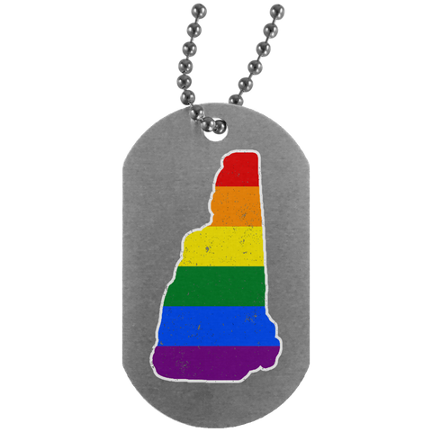 New Hampshire Rainbow Flag LGBT Community Pride LGBT Shirt  UN4004 Silver Dog Tag
